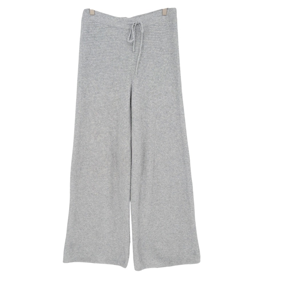 Aerie CozyUp Waffle Skater Pant M Long Light Gray Wide Leg Lounge Skater Comfy